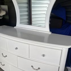 Kids White Dresser with Mirror & matching desk