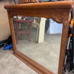 Oak Beveled Mirror