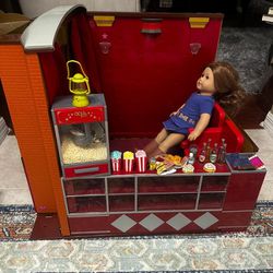american girl doll movie theater with accessories *doll not included*