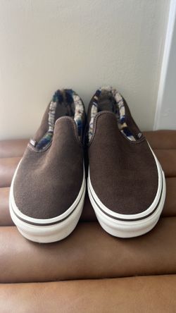 Vans Sherpa Classic Slip-On Shoes in a brown suede