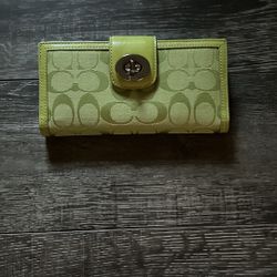 Y2K Coach Lime Green Signature Wallet