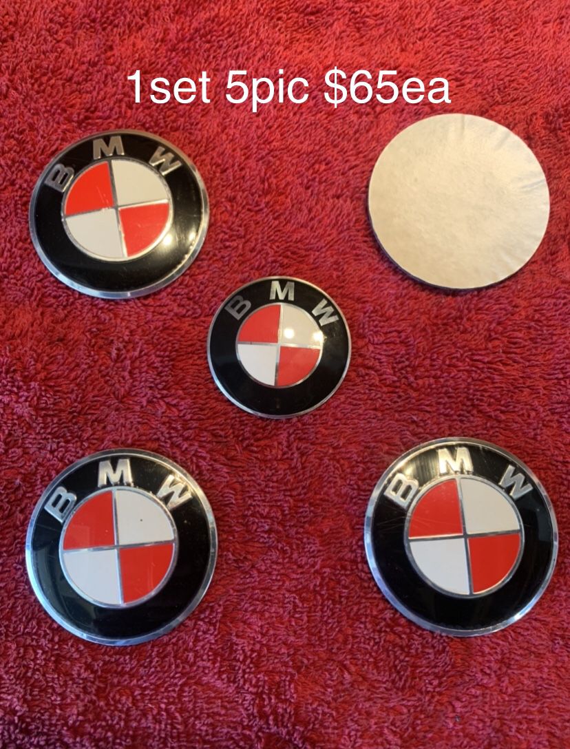 BMW Red /White 58MM Wheel Center Emblem X4  With matching 45mm Red/White Steering wheel center, I Have 3 Sets Available $65ea