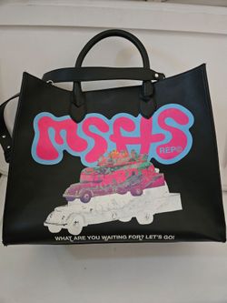 MSFTS Humans Evolved Tote Bag Faux Leather Black Strap Jaden Smith Designer