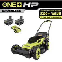 ONE+ HP 18V Brushless 16 in. Cordless Battery Walk Behind Push Lawn Mower with (2) 4.0 Ah Batteries and (1) Charger