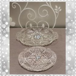 LOT OF 2 VINTAGE DIVIDED HEAVY GLASS HORS D'OEUVRE DISHES