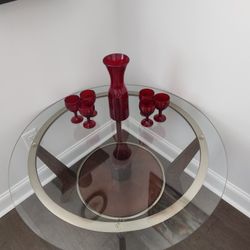 35" Glass And Wood Coffee &  End  Table Set