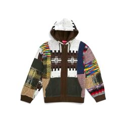 Supreme Patchwork Zip Up Hooded Sweatshirt (Brown) – Size XL