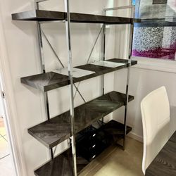 Brown & Silver Hardwood Bookcase 