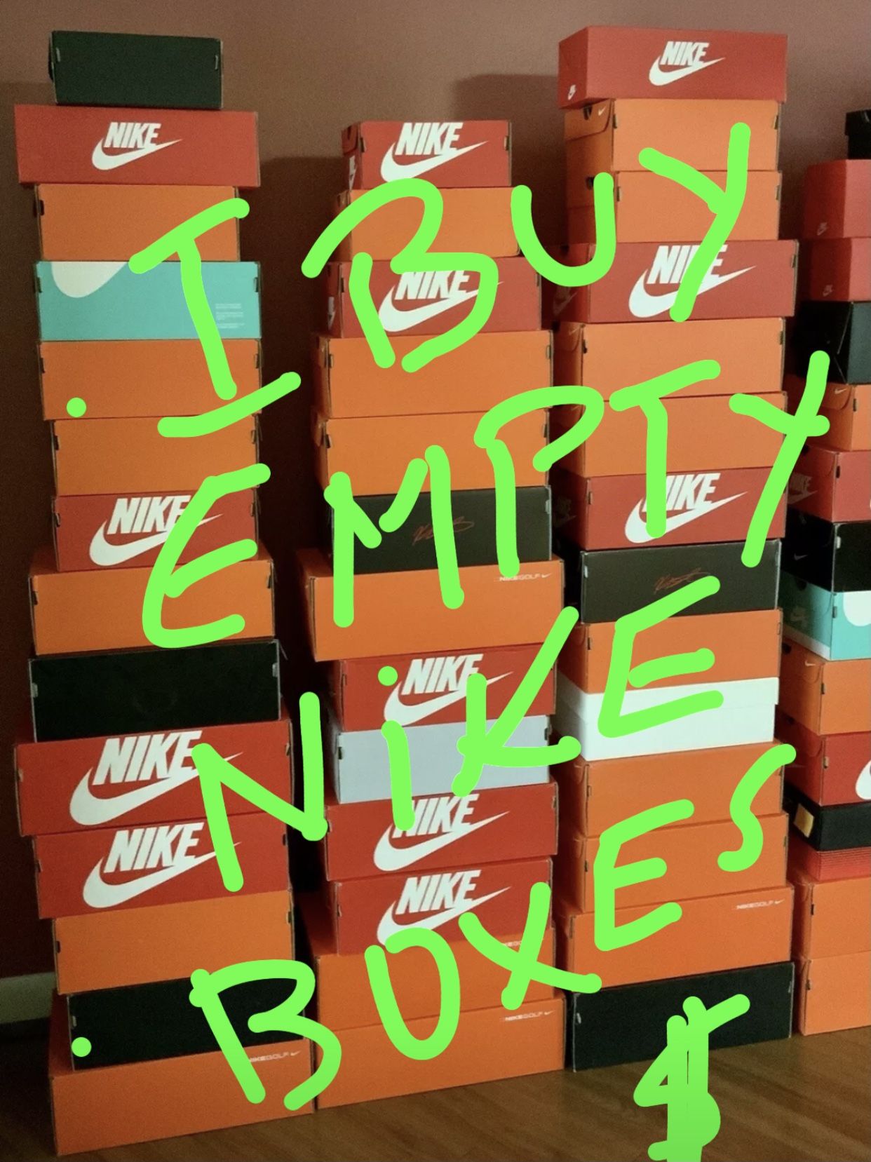 Buying Empty nike shoes boxes Orange and red only any size