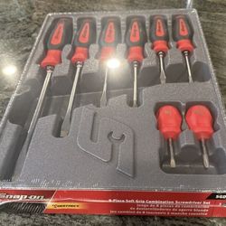 Snap-on sgdx80br 8 pc soft grip combination screwdriver set red sealed