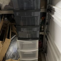 2 Sets Of Plastic Storage Drawers 