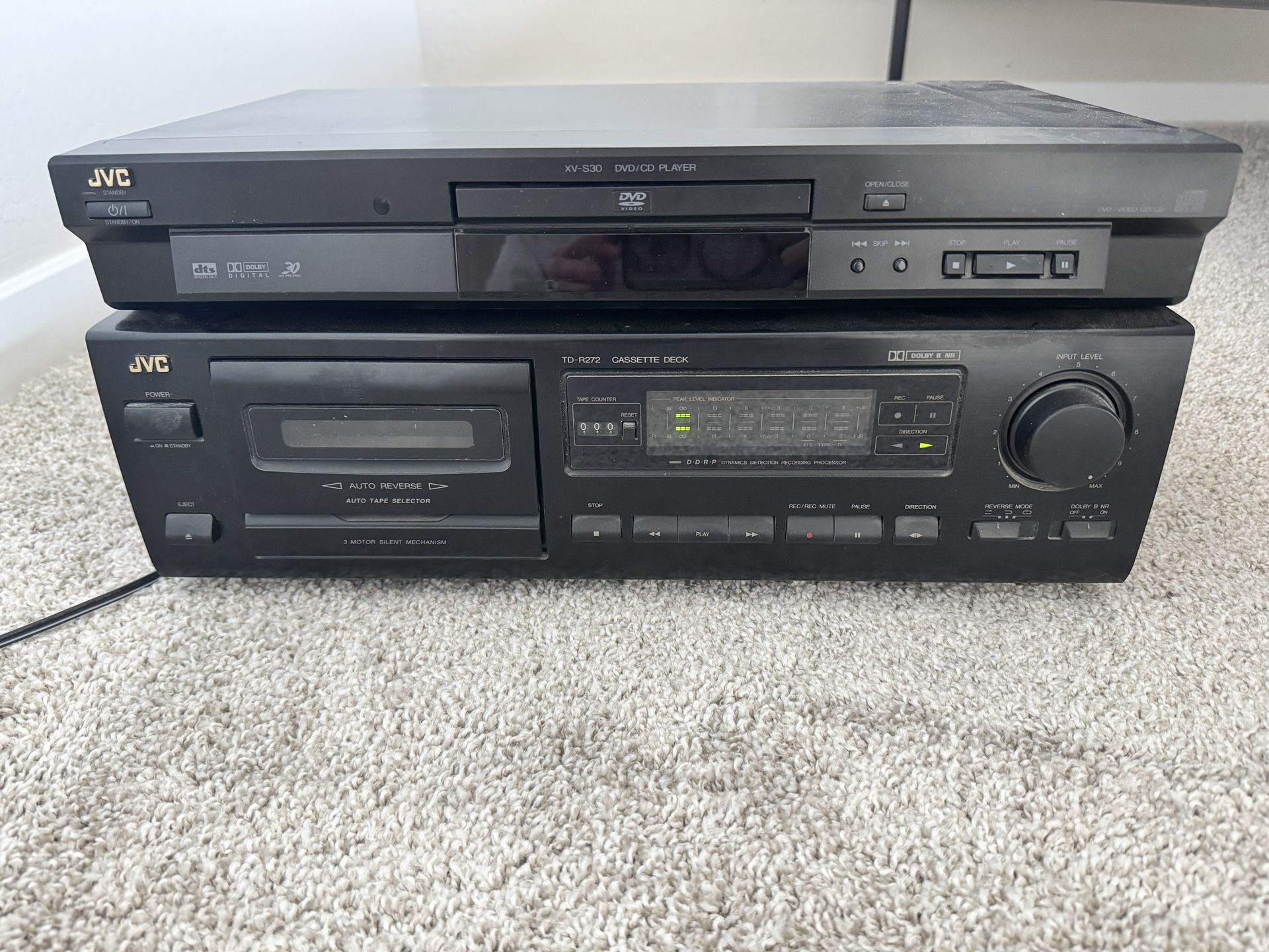 Vintage JVC cassette deck and DVD player