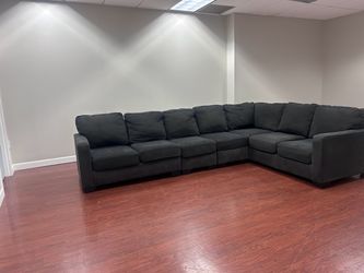 Large Dark Gray Fabric Sectional Sofa