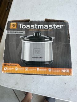 Toastmaster 20 Ounce Mini Crock ~ Silver, w/ Black Stoneware Pot ~ No Manual