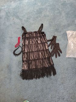 ROARING TWENTIES DRESS COSTUME AND ACCESSORIES SZ 5 ADULT SEE DESCRIPTION