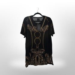 Zara Men’s XL Snake Print Graphic Tee NWT Black Gold Streetwear
