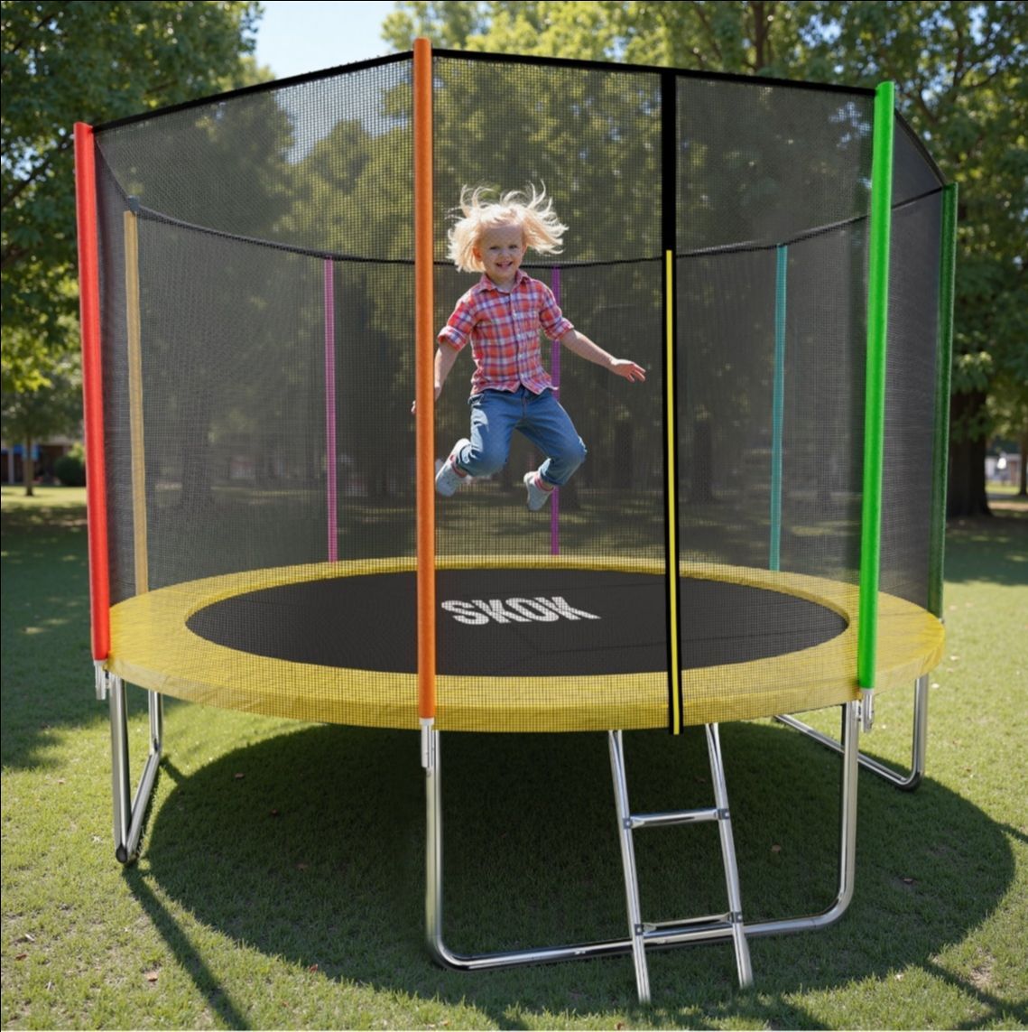 SKOK 8ft Trampoline with Safety Net & Ladder