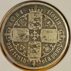 🇬🇧🇬🇧 1852 Great Britain Florin Victoria 92.5% Silver Coin 
