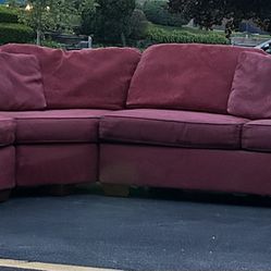 Burgundy/Maroon Sectional Couch Set With Pull Out Bed 