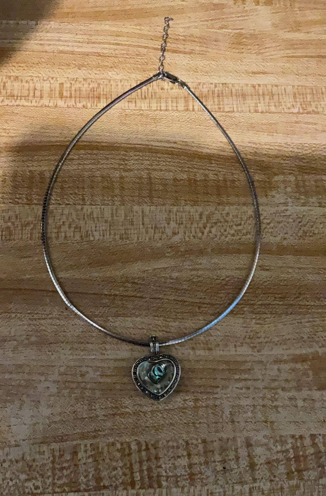 omega Necklace With Heart Shaped Pendant 16”