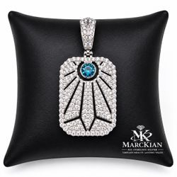 925 Sterling Silver 5.57CTW MOISSANITE Sunshine Mountain Dog Tag Men’s Pendant