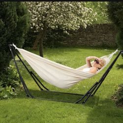 New Portable Hammock with Stand Included 500lbs Weight Capacity. With Portable Carrying Bag. Navy Blue, Gray, Beige, 