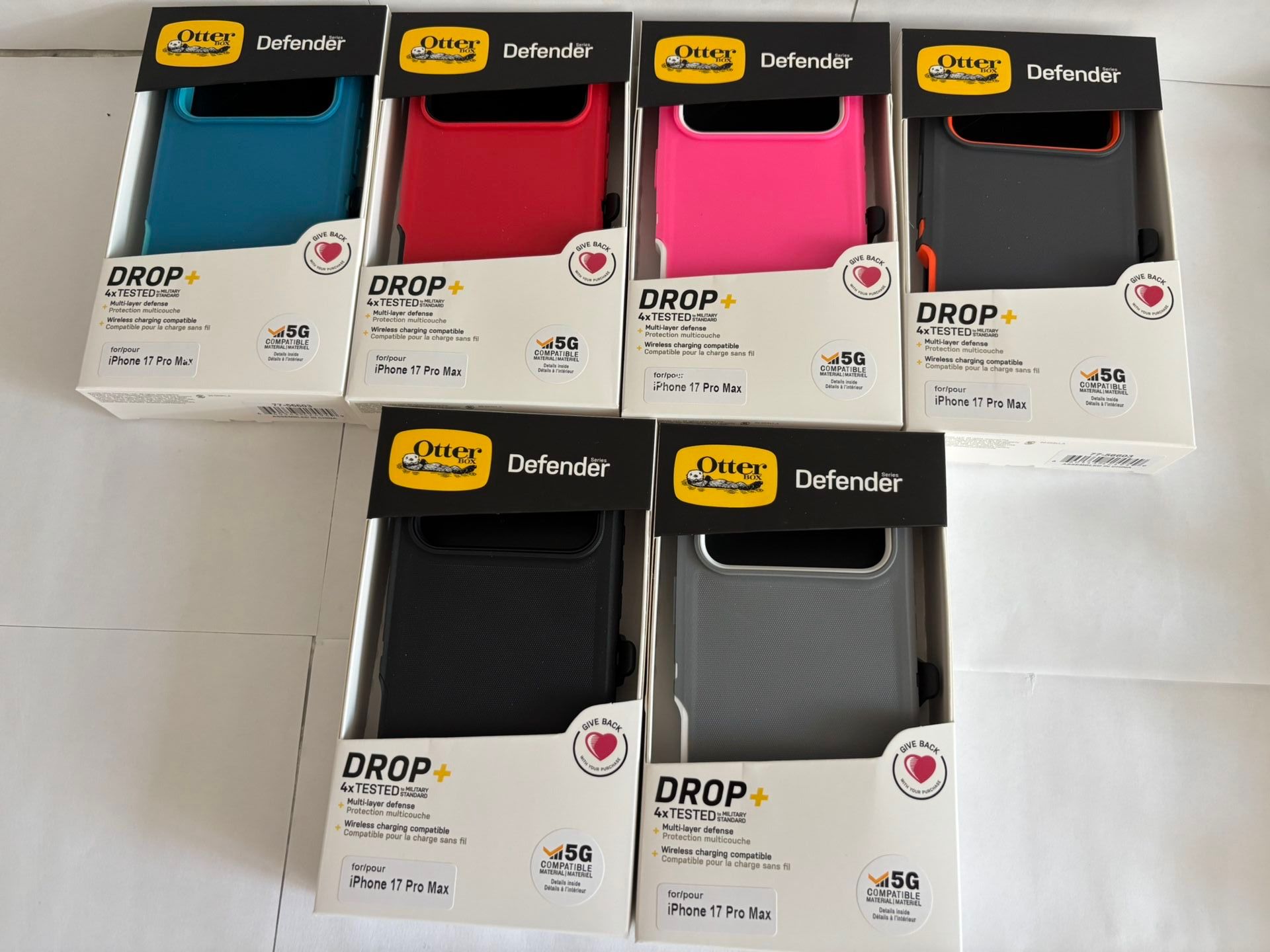Brand New Otterbox Defender Phone Case for iPhone 17 Pro Max ,17Pro,17 Air iPhone 17Black,grey,blue,pink,red Colors