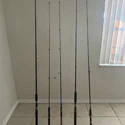 Fishing Rods No Reels 4 Spinning 1 Baitcaster