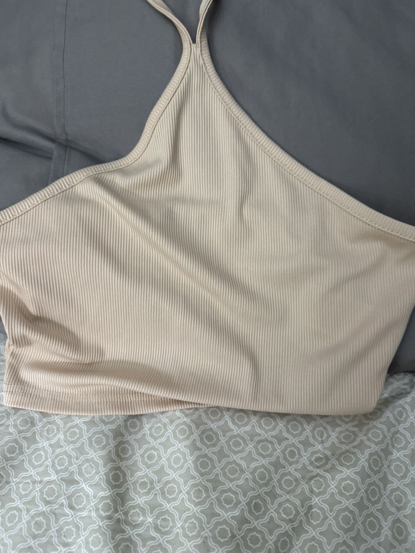 Halter Blouses Beige And Flower Print