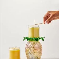🍍 PINEAPPLE WATER GLOBE SINGLE WICK PEDESTAL CANDLE HOLDER by Bath and Body Works 