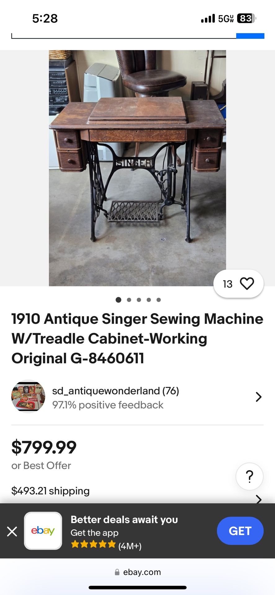 Antique Sewing Machine Table