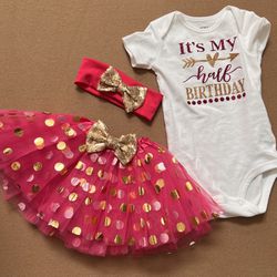 Baby girl 1/2 birthday outfit (read description)