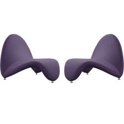 Manhattan Comfort MoMa Modern Abstract Lounge Accent Chair Sculptural Tongue Design, Wool Blend Upholstery, Metal Frame with Geometric Legs, Fully Ass