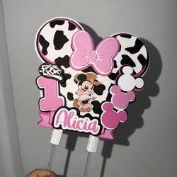 Custom Minnie Mouse Cake Topper & Centerpieces – Personalized Party Decor