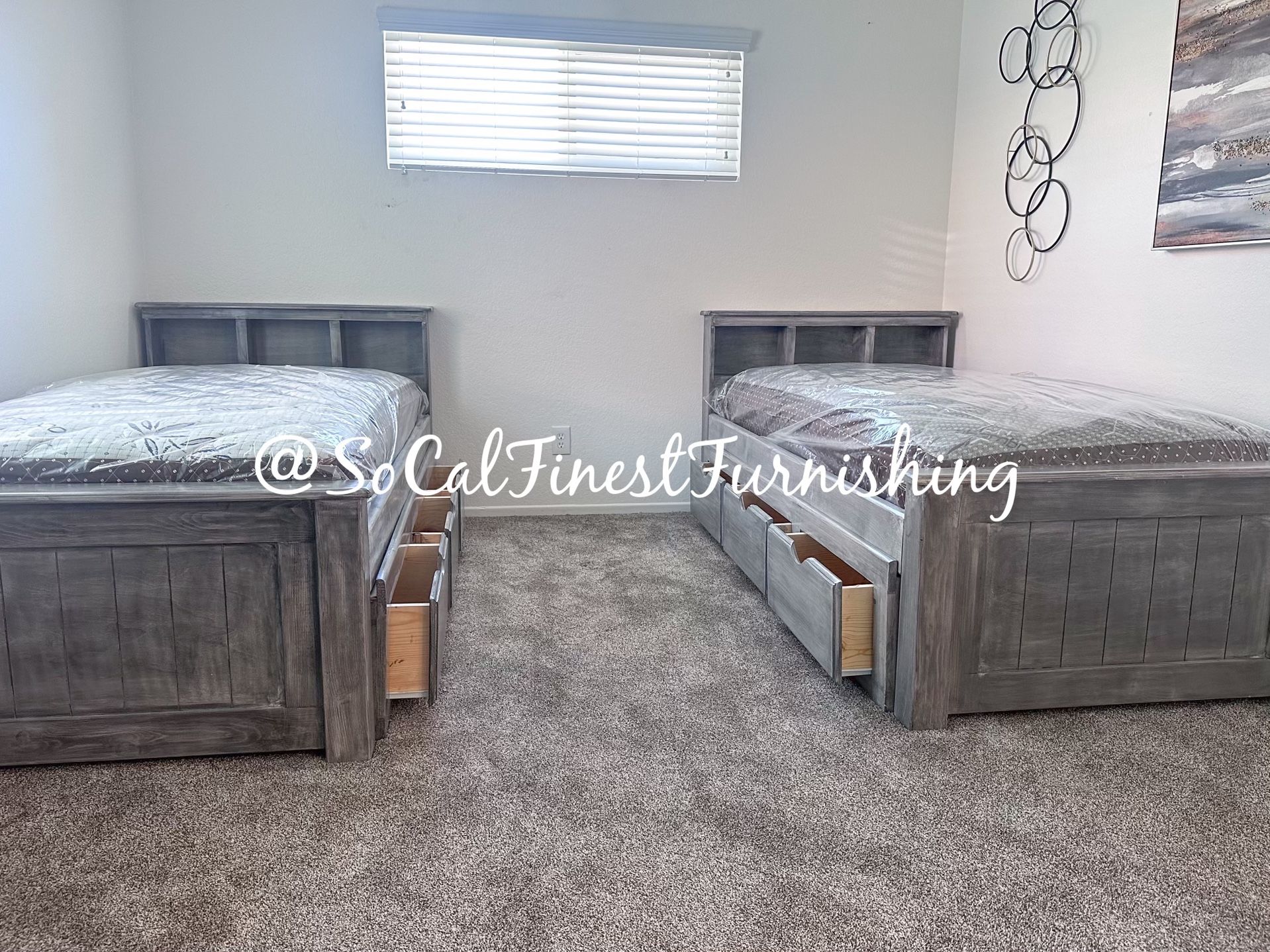 2 Twin Bed With Storage And Mattresses