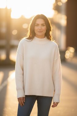 Gap white ribbed cotton sweater 