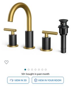 Pair Of 3 Hole Faucet Black and Gold
