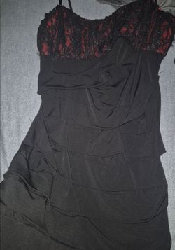 City Triangles Black and Red Lace Spaghetti Strap Dress