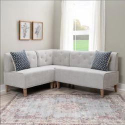 Ehrhart Tufted Back Grey Corner Nook