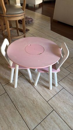 Kids Pink Round Table and 2 Chairs Set