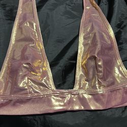 Halter pink shimmery top sexy rave party costume bralette fairy top