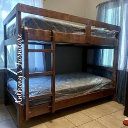 Twin Twin Bunk Bed With Mattresses