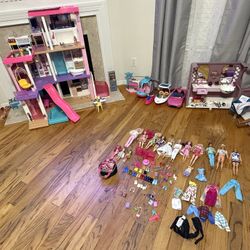 Barbie BUNDLE house, Dolls, Hair Salón, Car, Boat, Accessories 