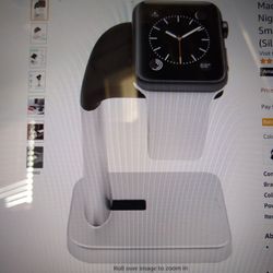 Macally Apple Watch Stand For Iwatch Compatible With Smartwatch Series 1-6(44mm,43mm,40mm,38mm)(Silver)