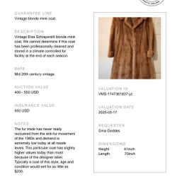 Beautiful Vintage Blonde Mink Coat 