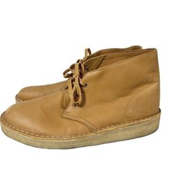 Clarks Originals Desert Coal Leather Boots Men 8.5 Maple Tan Used