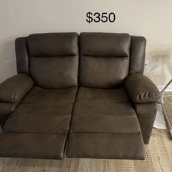 Brown Faux Leather Loveseat 