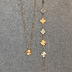 18k Plated Gold Lazer Four Leaf Set 