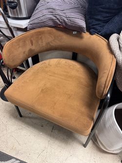 Modern Accent Chair Tan Suede Black Legs