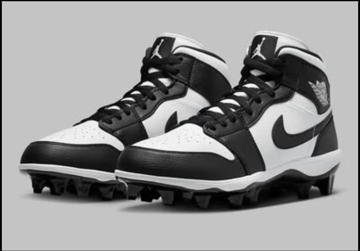 Air Jordan 1 Mid TD 'Panda 2023' Football Cleats, Size 11, NEW!